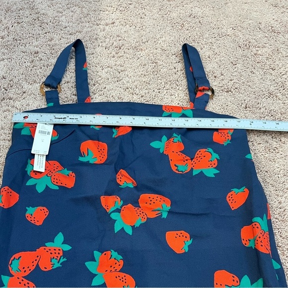 NWT new medium Anthropologie Maeve square neck shift dress strawberry navy blue - Picture 16 of 17